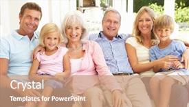  Presentation with extended family - Amazing PPT theme having extended family relaxing together backdrop and a coral colored foreground