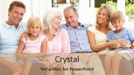  Presentation with extended family - Slides consisting of extended family relaxing together background and a coral colored foreground