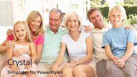  Presentation with extended family - Cool new PPT theme with extended family relaxing together backdrop and a coral colored foreground