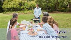  Presentation with extended family - Theme having great business decisions modern workplace background and a light blue colored foreground.