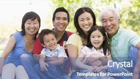  Presentation with extended family - Slides with extended family sitting outdoors smiling background and a ocean colored foreground