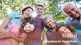  Presentation with extended family - PPT theme with extended family smiling background and a red colored foreground