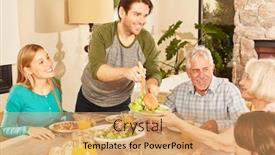  Presentation with extended family - Audience pleasing slide deck consisting of extended-family-with-children backdrop and a coral colored foreground