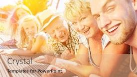  Presentation with extended family - Audience pleasing slide set consisting of extended-family-with-children backdrop and a coral colored foreground