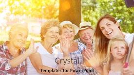  Presentation with extended family - Audience pleasing presentation design consisting of extended-family-with-grandparents backdrop and a coral colored foreground