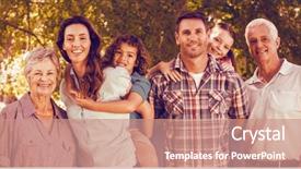  Presentation with extended family - Presentation theme with extended happy family standing together background and a  colored foreground