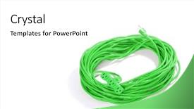  Presentation with green plug - Cool new slides with extension cord - green plug isolated on white backdrop and a white colored foreground