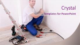  Presentation with electrical - Cool new theme with extension cord - tradesman installing electrical wiring backdrop and a sky blue colored foreground