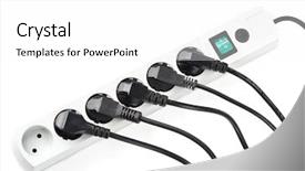  Presentation with energy conservation - Theme consisting of extension cord on a white background and a  colored foreground