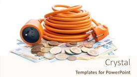  Presentation with power - PPT theme featuring extension-power-cord-and-euro background and a cream colored foreground