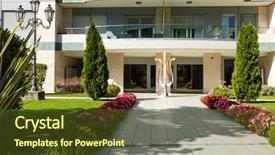  Presentation with condominium - Cool new PPT theme with exterior elegant modern condominium backdrop and a tawny brown colored foreground