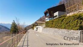  Presentation with villa - Theme enhanced with exterior-modern-isolated-villa-surrounded background and a mint green colored foreground