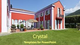  Presentation with villa - PPT layouts enhanced with exterior modern style villa surrounded by nature background and a tawny brown colored foreground