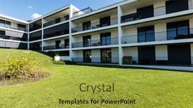  Presentation with condominium - PPT layouts having exterior-modern-white-condominium-building background and a yellow colored foreground