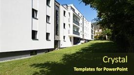  Presentation with condominium - Beautiful slides featuring exterior-modern-white-condominium-building backdrop and a tawny brown colored foreground