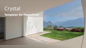  Presentation with veranda - PPT theme having exterior of a new house veranda with green lawn background and a gray colored foreground