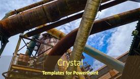  Presentation with metallurgical - Cool new presentation design with exterior-of-an-abandoned-metallurgical backdrop and a tawny brown colored foreground