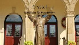  Presentation with jesus the bright morning star - PPT theme with exterior of church with statue background and a gold colored foreground