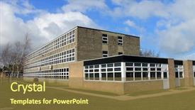  Presentation with school building - Audience pleasing slide set consisting of exterior of english secondary school backdrop and a tawny brown colored foreground