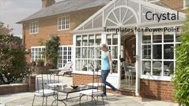  Presentation with house - Presentation featuring exterior of house with conservatory background and a coral colored foreground