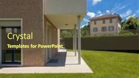  Presentation with green house - Amazing PPT theme having exterior of house with green garden during a sunny day nobody inside backdrop and a tawny brown colored foreground
