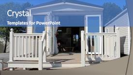  Presentation with caravan - Amazing PPT theme having exterior of luxurious modern caravan backdrop and a teal colored foreground