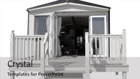  Presentation with caravan - Slides consisting of exterior of luxurious modern caravan background and a light gray colored foreground