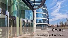  Presentation with buildings - Presentation design enhanced with exterior of modern buildings background and a coral colored foreground