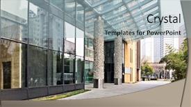  Presentation with buildings - Slide deck having exterior of modern buildings background and a light blue colored foreground