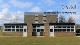  Presentation with modern school building - Amazing slide set having exterior of modern school building backdrop and a light blue colored foreground