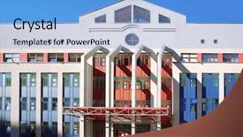  Presentation with modern school building - Audience pleasing slide set consisting of exterior of modern school building backdrop and a light blue colored foreground