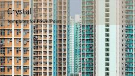  Presentation with house building - Beautiful PPT layouts featuring exterior of public house building backdrop and a coral colored foreground