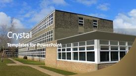  Presentation with school building - Amazing PPT theme having graduation - words class of 2017 backdrop and a dark gray colored foreground