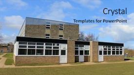  Presentation with school building - PPT layouts enhanced with exterior of secondary school building background and a light blue colored foreground