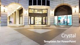  Presentation with shopping - Presentation consisting of exterior of shopping center background and a coral colored foreground