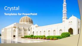  Presentation with oman - Slide set enhanced with exterior-of-the-sultan-qaboos background and a cobalt blue colored foreground