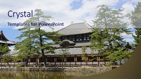  Presentation with heritage - Slide deck with exterior of todaiji the world's largest wooden building and a unesco world heritage site in nara japan background and a sky blue colored foreground