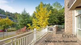  Presentation with villa - Presentation theme featuring exterior of villa background and a coral colored foreground