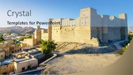  Presentation with fort - Beautiful slide set featuring exterior-view-of-bahla-fort backdrop and a light blue colored foreground