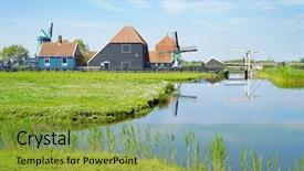  Presentation with buildings - Audience pleasing slides consisting of exterior view of beautiful rural backdrop and a  colored foreground