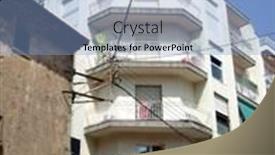  Presentation with old house - Presentation theme consisting of exterior-view-of-old-town background and a light blue colored foreground