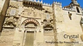  Presentation with cordoba - Presentation design featuring exterior view of the mosque background and a  colored foreground