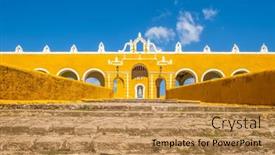  Presentation with san antonio - PPT theme with exterior-view-of-the-old background and a coral colored foreground