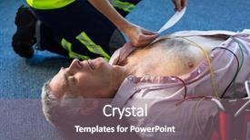  Presentation with paramedic - Audience pleasing theme consisting of external defibrillator during cardiopulmonary resuscitation backdrop and a gray colored foreground