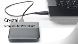  Presentation with hard disk drive - Presentation theme featuring external hard drive connected background and a white colored foreground