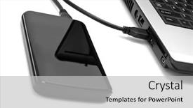  Presentation with hard disk drive - Colorful PPT theme enhanced with external hard drive backdrop and a light gray colored foreground