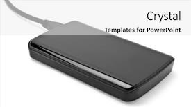  Presentation with hard disk drive - Cool new PPT theme with external hard drive backdrop and a white colored foreground