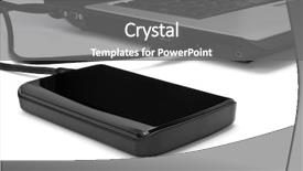  Presentation with hard disk drive - PPT theme enhanced with external hard drive background and a gray colored foreground
