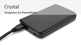  Presentation with hard disk drive - Beautiful PPT layouts featuring external hard drive backdrop and a light gray colored foreground