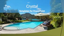  Presentation with villa - PPT theme enhanced with external of a villa beautiful swimming pool overlooking the lake background and a teal colored foreground